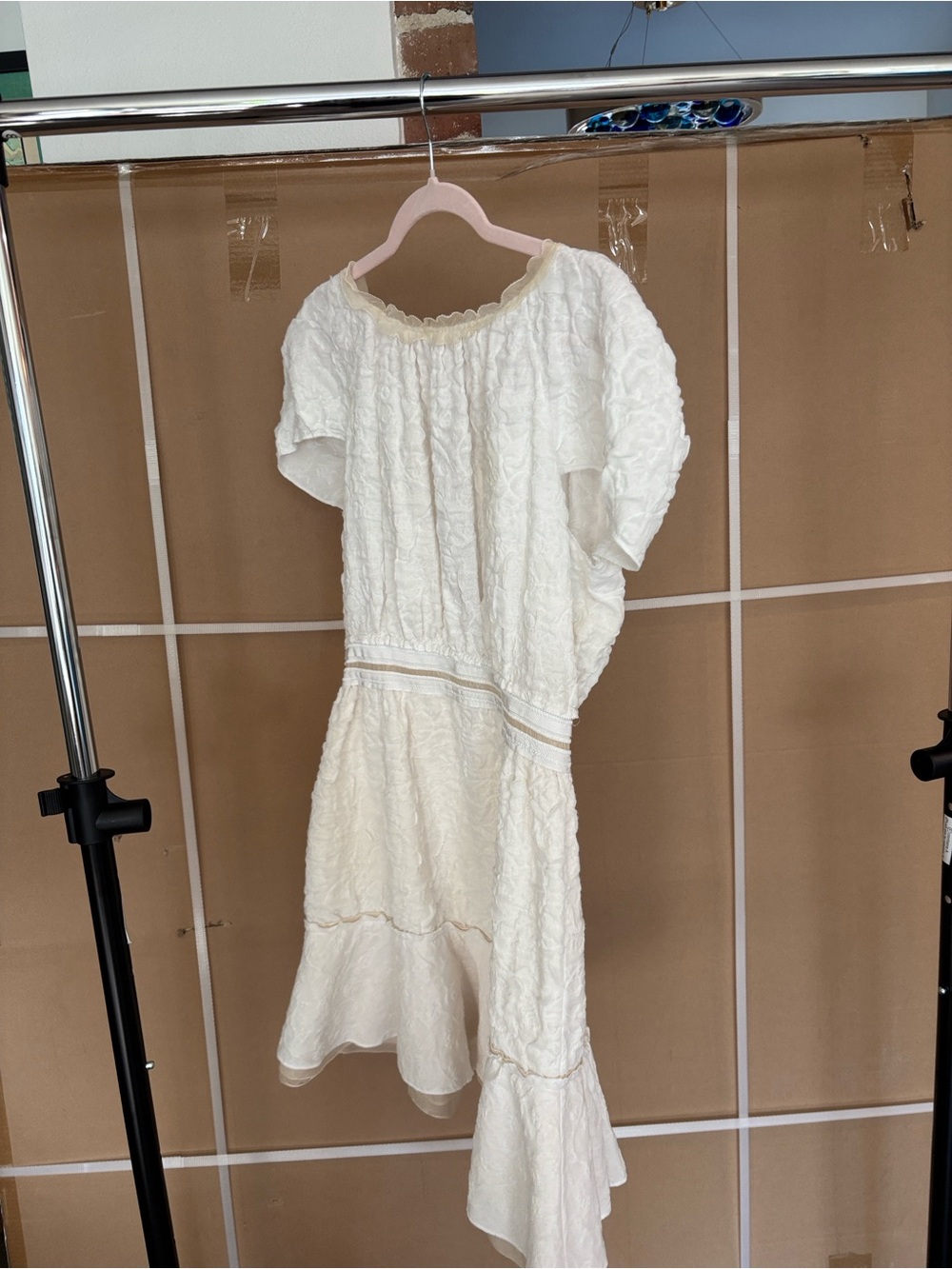 Nina Ricci Ivory Textured Mini Dress - Picture 2 of 6